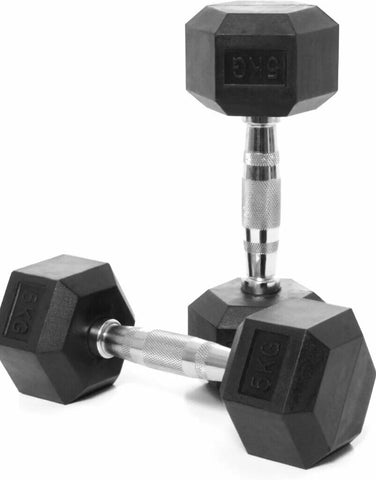 Fixed Hex Rubber Coated Dumbbell Pair
