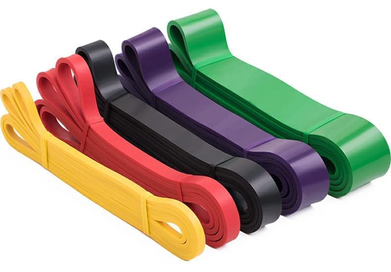 Premium Fitness Rubber Long Resistance Bands With Handles. Set of 5 Bands