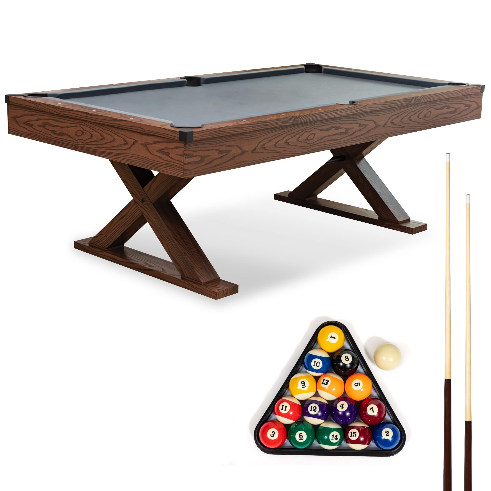 Imported Luxury  Pool Table 7 Ft, With Full Accessories Grey Velvet Play Surface on MDF, X Legs